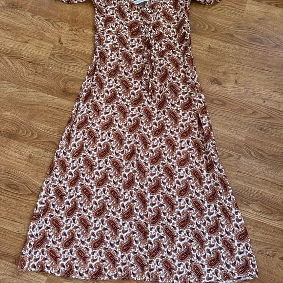 Faithfull the Brand Juniper Midi Dress Sable Paisley US 8 - Picture 2 of 16